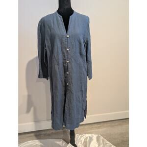Coldwater Creek Timeless blue linen dress with clean, modern silhouette Sz L